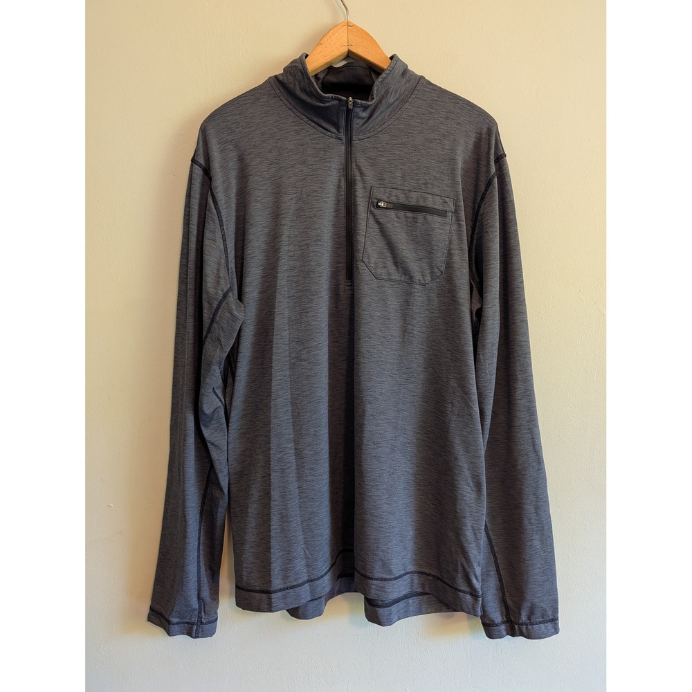 Prana Breathe Mens XL Gray Heathered Quarter Zip Pullover Active Outdoors Hiking